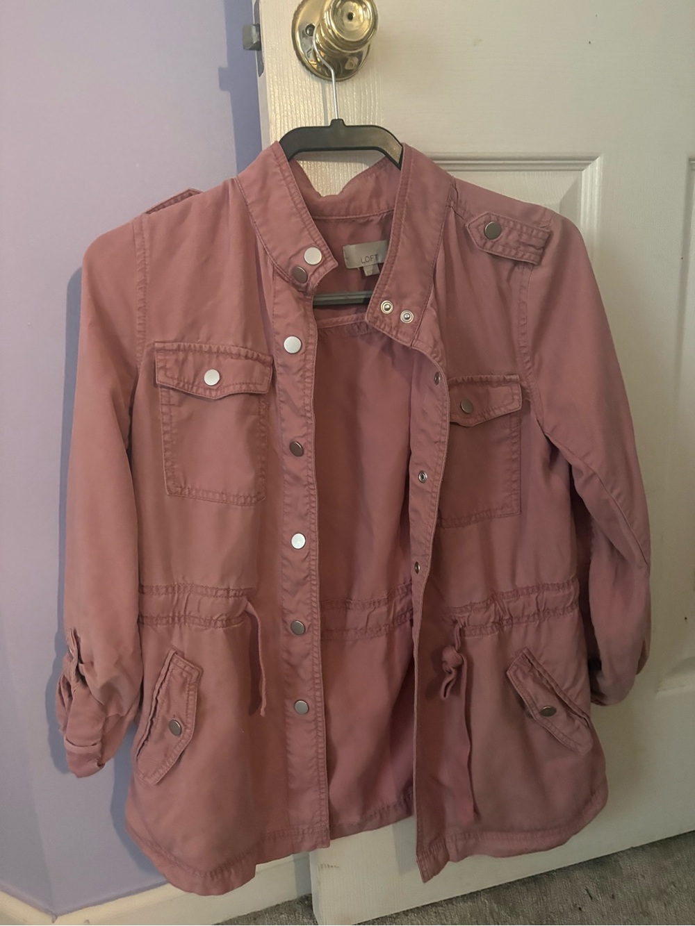 LOFT Mauve Utility Jacket with Snap Front